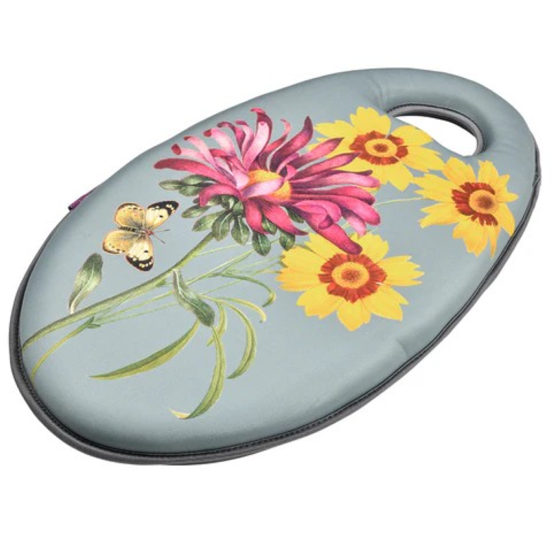 Asters Kneelo® knepute med botanisk blomstermønster – ergonomisk knepute med memory foam for komfortabelt hagearbeid