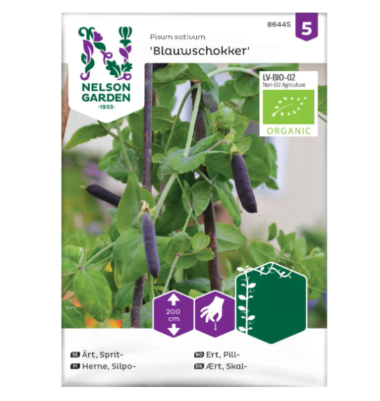 Økologiske frø til dyrking av sorte erter