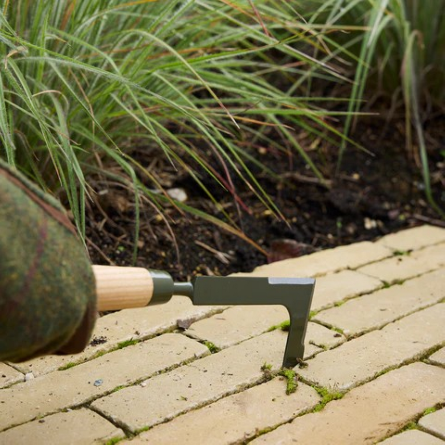 Fugekrafse i borstål med treskaft fra BoronGreen, ideell for å fjerne ugress mellom belegningsstein. RHS-godkjent hageredskap.