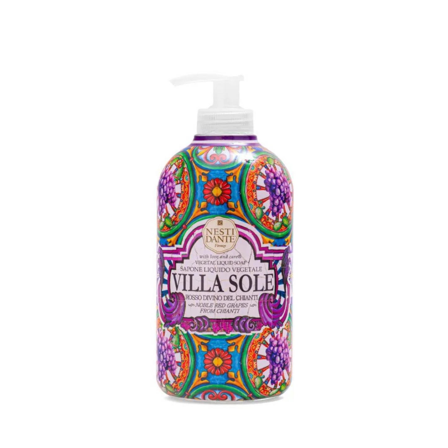 Nesti Dante Villa Sole Red Grape flytende såpe 500 ml med pumpe – for hender og ansikt.