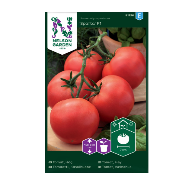 Tomatfrø av sorten 'Sparta' til kjøkkenhagen
