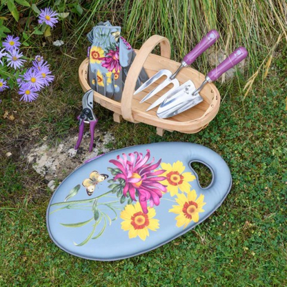 Asters Kneelo® knepute med botanisk blomstermønster – ergonomisk knepute med memory foam for komfortabelt hagearbeid