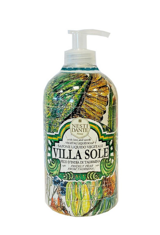 Nesti Dante Villa Sole Prickly Pear flytende håndsåpe, 500 ml i elegant flaske – naturlig, vegansk og laget i Italia.