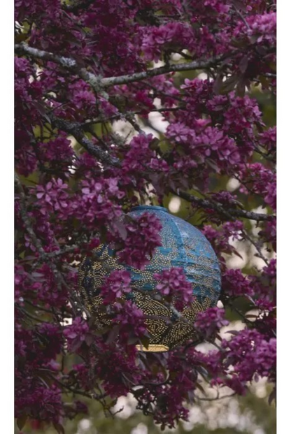 solcellelanterner i blå farge globe form til dekorativ hagebelysning