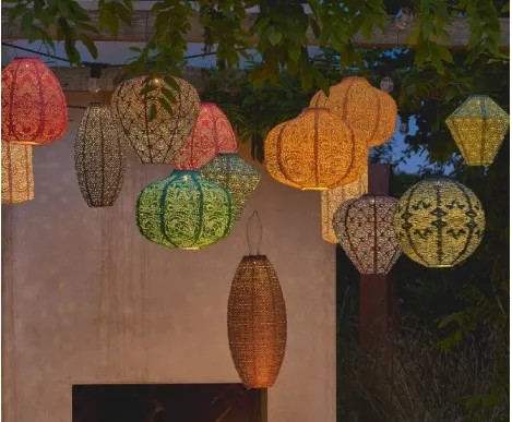 3 stk solcellelykter til hage og uteplass med varmt lys