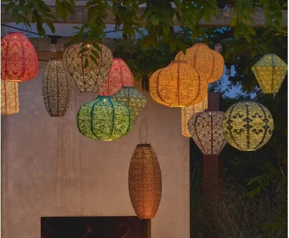 3 stk solcellelykter til hage og uteplass med varmt lys