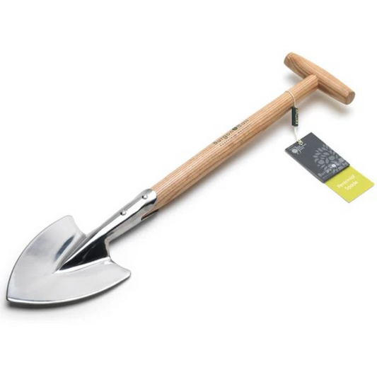 Staudespade med langt håndtak i rustfritt stål – RHS-godkjent håndspade fra Burgon & Ball for deling av stauder og planting i høybed