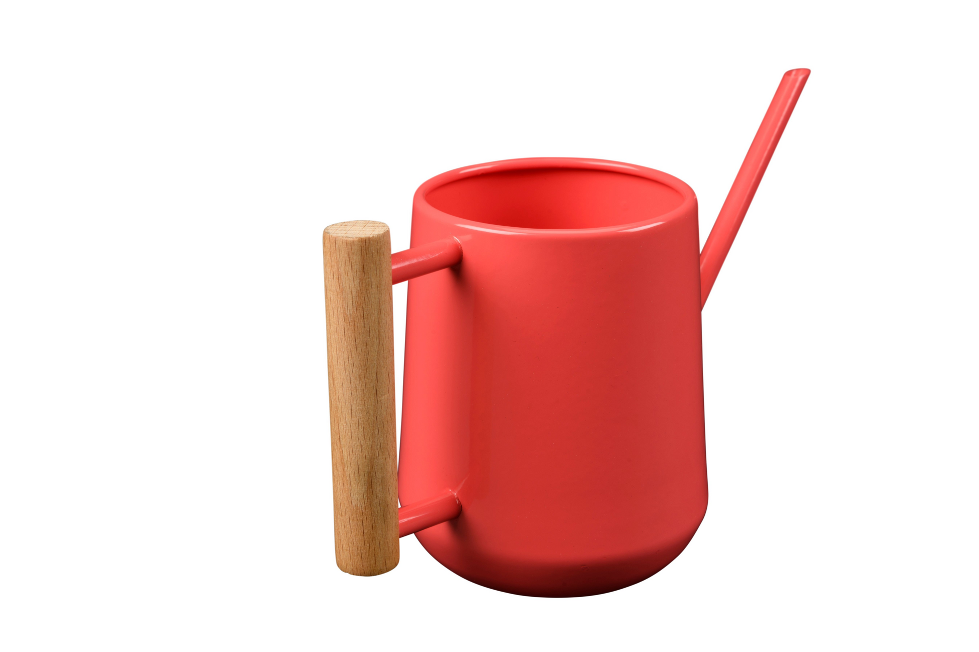 Elegant vannkanne i rosa Coral farge fra Burgon & Ball, perfekt for presis vanning av innendørs planter med komfortabelt bøketre-håndtak og holdbar design. 0,7 liter.