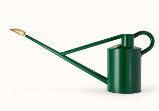 Haws - The Warley Fall Green vannkanne i pulverlakkert stål med messingrose og lang tut – 4,5 liter, ideell for ampler og hageplanter