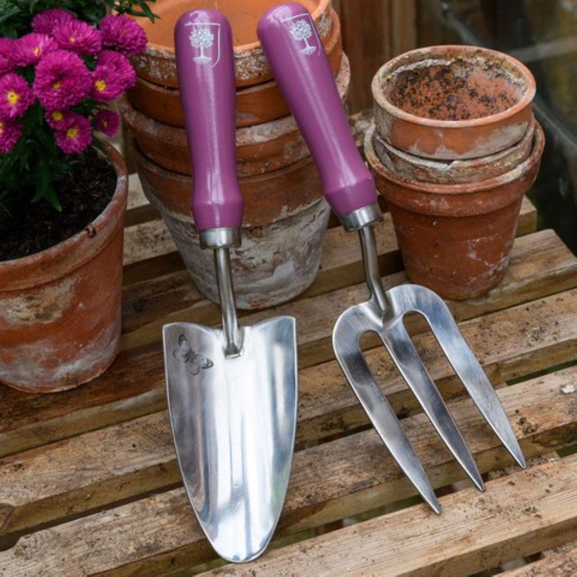 RHS-godkjent håndspade og gaffel i rustfritt stål