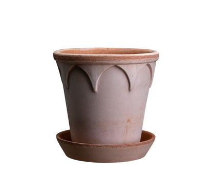 Bergs Potter Elizabeth krukke med fat 25 cm i rosa terrakotta med gotiske buer