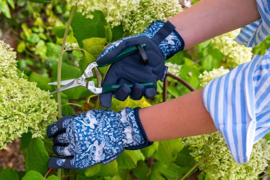 Burgon & Ball hagehansker i Bunnies & Berries Limited Edition i blått og hvitt