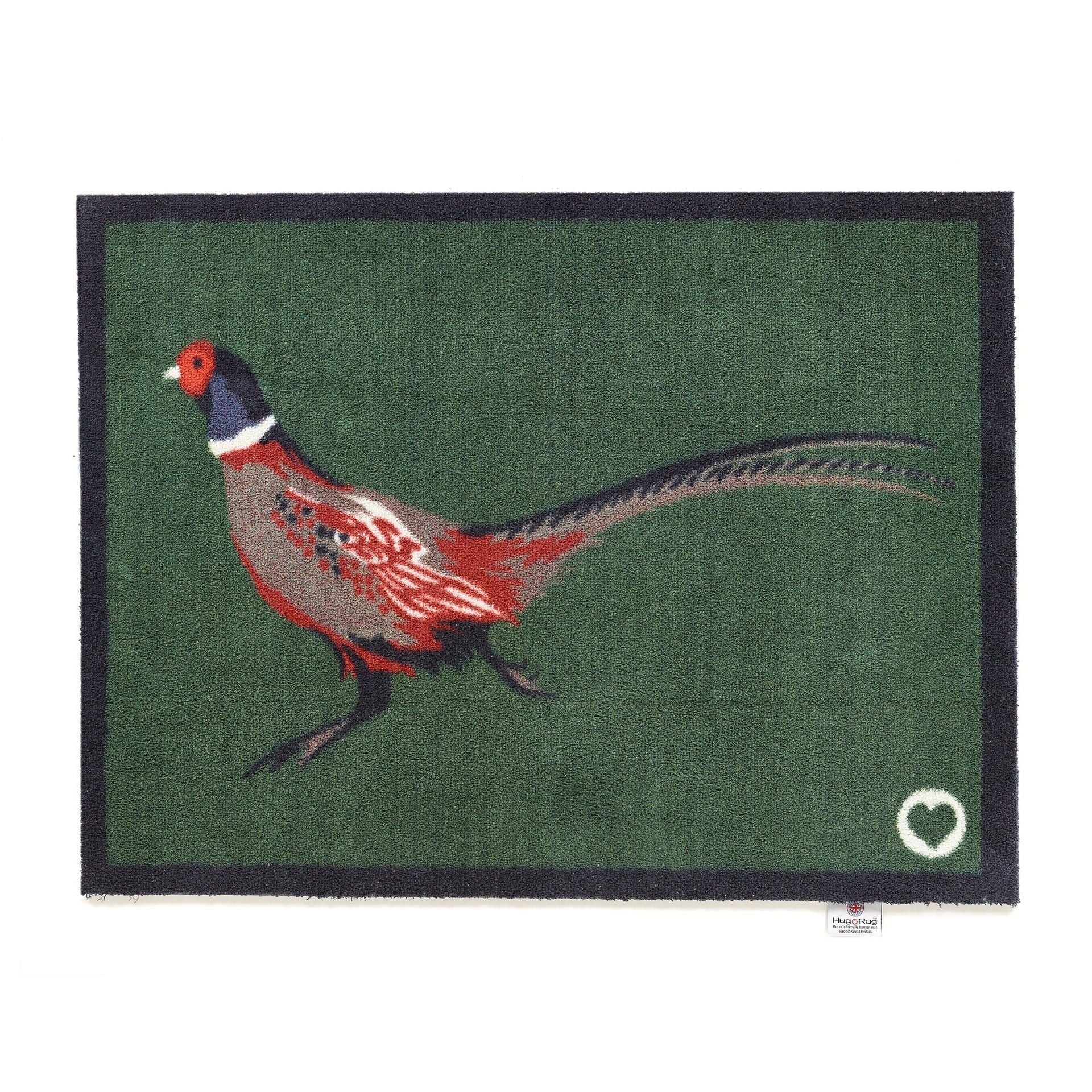 Hug Rug Pheasant Green vaskbar dørmatte med fasanmotiv 65 × 85 cm
