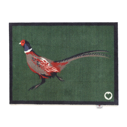 Hug Rug Pheasant Green vaskbar dørmatte med fasanmotiv 65 × 85 cm