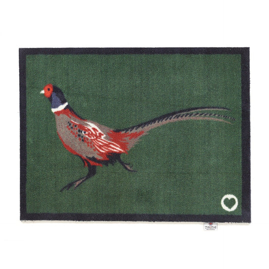 Hug Rug Pheasant Green vaskbar dørmatte med fasanmotiv 65 × 85 cm