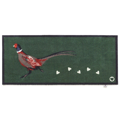 Hug Rug Pheasant Green vaskbar løper med fasanmotiv 65 × 150 cm