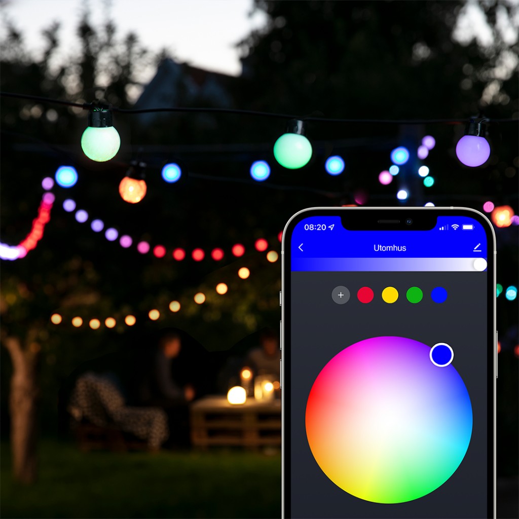 Globe Cone Smart Light Chain – Varig og værbestandig lyskjede for uteplass og hage