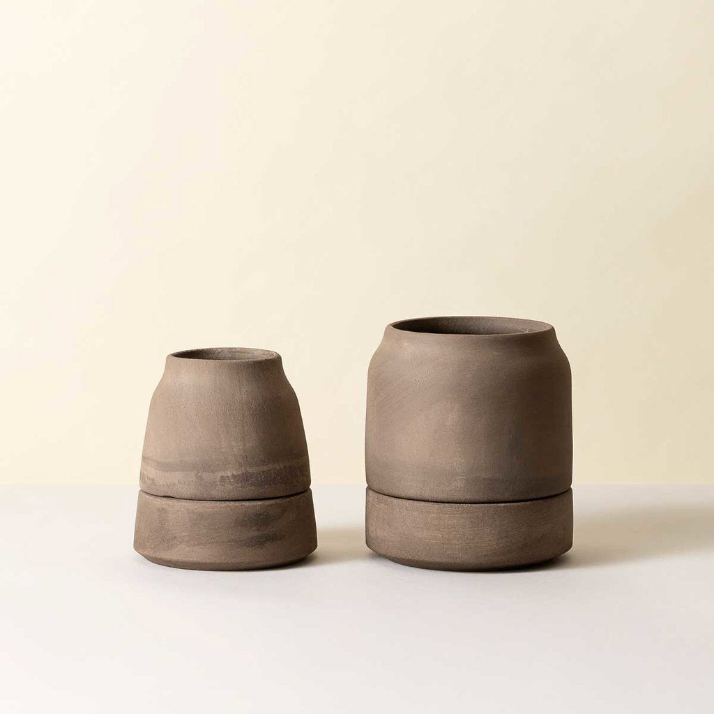 Bergs Potter Viva selvvannende urtepotter i rosa terrakotta – liten og stor med urter